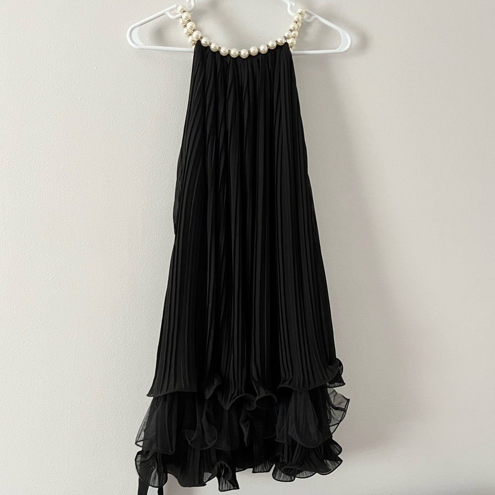 Black evening ruffle dress